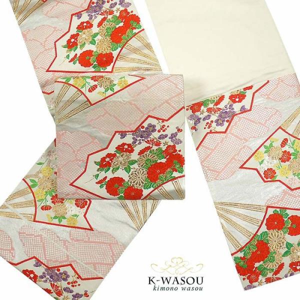 正絹袋帯) 新品商品 リサイクル 袋帯 未使用品 扇面未使用品