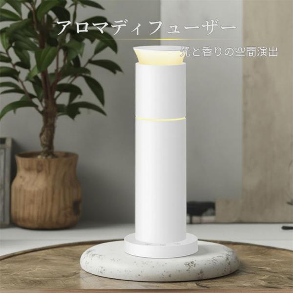アロマディフューザー 水なし コンセント タイプ オイル 精油 対応 シンプル おしゃれ 水を使わない スリム型 3段階 噴霧 7色LEDライト タイマー 機能 静音 卓上