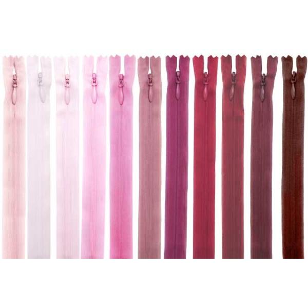 yy♡様ご確認用 56cm】YKKコンシールファスナー 薄地（2cc) 色：ピンク・赤系 全
