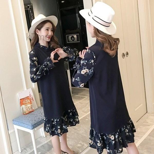 授乳服 マタニティ ワンピース 秋 冬 長袖 チュニックワンピース 膝丈 花柄 シフォン切替 重ね着 授乳口付き マタニティウェア お宮参り フォーマルお出かけ aa0109 Rxc Firstep11 Luecr243 K7mall 通販 Yahoo ショッピング