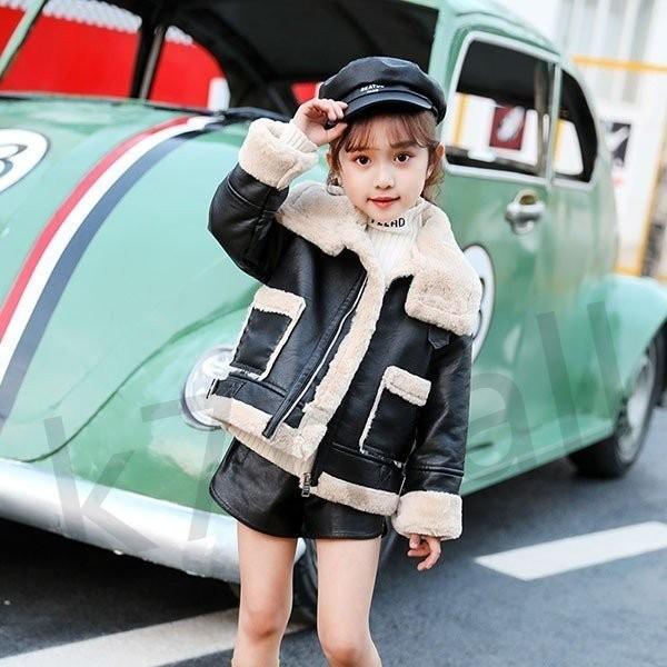 レザージャケット キッズ 子供服 女の子 アウター 秋冬 裏起毛 厚手 革ジャン Puジャケット ライダースジャケット 防寒 暖かい おしゃれ 可愛い 通学着 新品 Sagaretxe Net