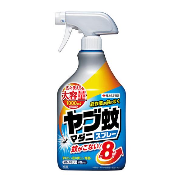 【商品名】ヤブ蚊・マダニスプレー【内容量】1000ml【成　分】メトフルトリン【剤　型】スプレー剤【区　分】防除用医薬部外品【広告文責】株式会社イーライフ　［TEL］072-943-6003【販売元】住友化学園芸【商品特長】◆庭作業の前に草...