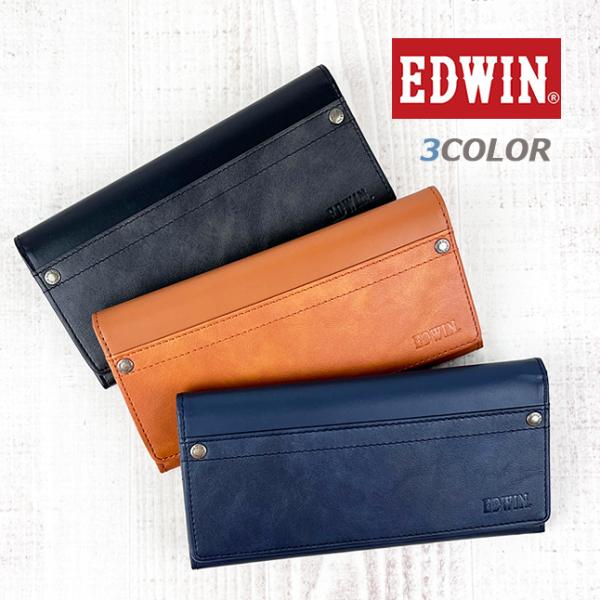 長財布 メンズ EDWIN エドウィン かぶせ長財布 カジュアル 折り財布 リサイクルレザー ユニセックス 0510632