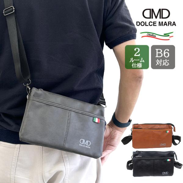 ショルダーバッグ 斜めがけ メンズ 小さい サコッシュ 軽量 40代 50代 黒 グレー 茶 DOLCE MARA ドルチェマラ dm-006