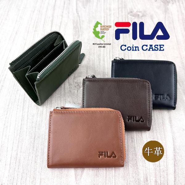 FILA（フィラ） コインケース 小銭入れ メンズ 本革 L字ファスナー