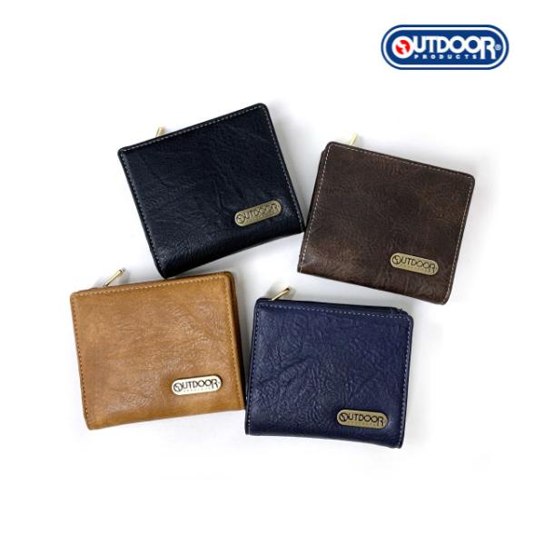 二つ折り財布 メンズ 財布 高校生 男子 中学生 2つ折り財布 ファスナー カジュアル OUTDOOR PRODUCTS アンティーク ファスナー二つ折り財布 od0193