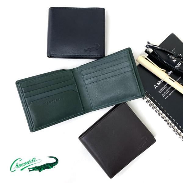 Crocodile（クロコダイル） 財布 メンズ 2つ折り財布 男性 羊革