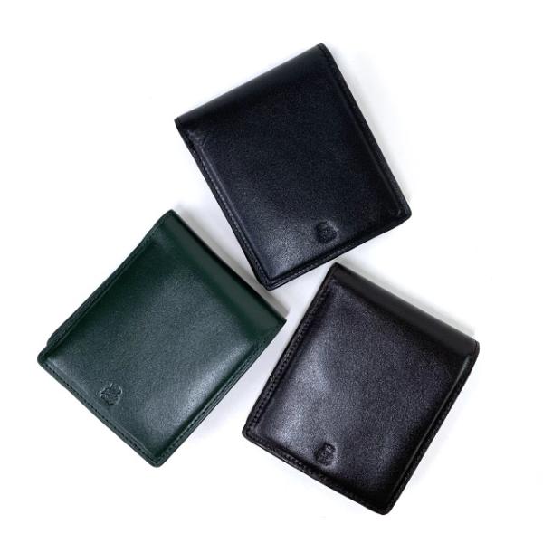 メンズ 財布 二つ折り コンパクト 2つ折り 緑 かっこいい 革 レザー