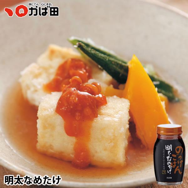 長野県産えのき茸使用ご飯にのっけて美味しい かば田の『のっけごはん』ピリっと辛いめんたい入りのなめたけです。※保存料は使用しておりません。