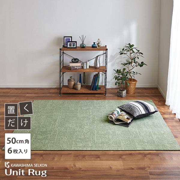 大特価！アウトレット 川島織物セルコン ユニットラグ トランスミット II 50×50cm 6枚入 防音 防ダニ タイルカーペット UR2214 BG ペット おすすめ