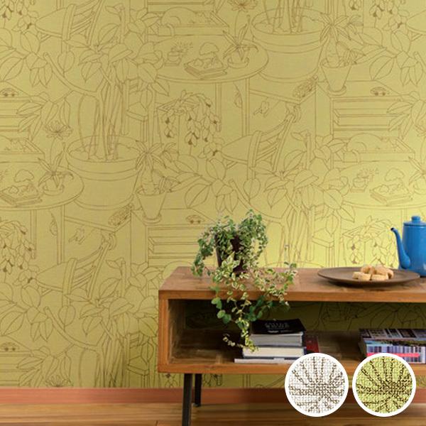 壁紙 のり付き のりつき クロス 国産壁紙 グリーン 観葉植物 防かび ルノン Rh 4687 Rh 46 Diyリフォームのお店 かべがみ道場 通販 Paypayモール