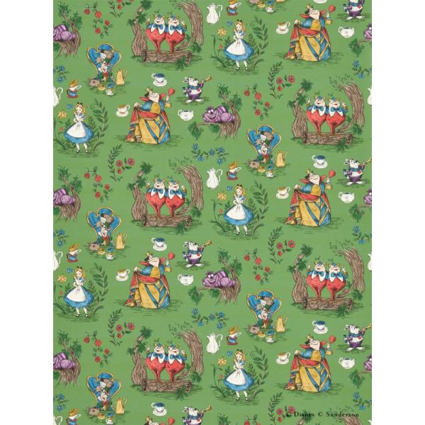 壁紙 ふしぎの国のアリス はがせる 壁紙の上から貼る壁紙 Disney HOME x Sanderson ALICE IN WONDERLAND GUMBALL GREEN 217285 ディズニー創立100周年