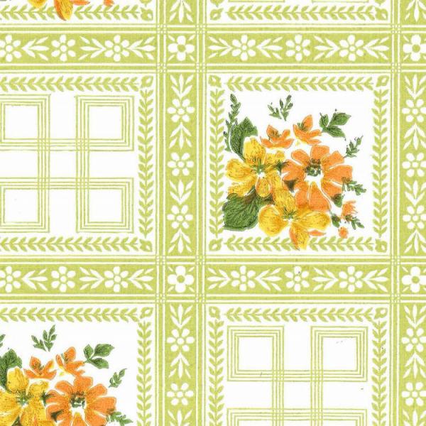 輸入壁紙 Vintage Wallpaper / WD-187 ヴィンテージ レトロ タイル 花柄 黄緑