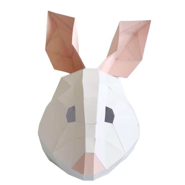 うさぎ（ウサギ）３Ｄマスク　ペーパークラフト　ＤＩＹ　かぶりもの人気動物シリーズ【かぶれますく】おもしろかわいい被り物マスクです。ハロウィン、仮装パーティー、夏休みの工作等様々なイベントで３Ｄマスクをお楽しみください！【パッケージサイズ＆重...