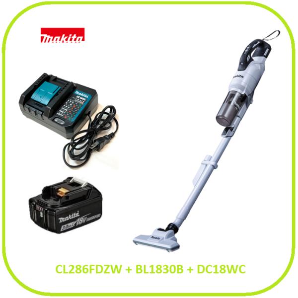 マキタ 18V充電式クリーナ CL286FDZW(白) +BL1830B+DC18WC (本体+3.0Ahバッテリ1本+充電器) 【サイクロン一体式/ワンタッチスイッチ】▼