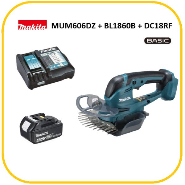 マキタ MUM606DZ+BL1860B+DC18RF 18V 充電式芝生バリカン (本体+6.0Ahバッテリ+急速充電器)【刈込幅160mm】■安心の純正/新品■◆