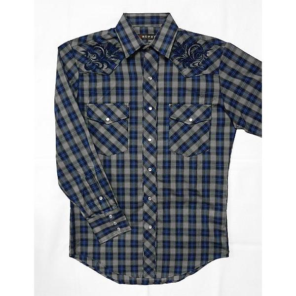 ゆうパケ可 ウエスタンシャツ メンズ シャツ 長袖 ブルー 青 チェック柄 刺繍入り ローパー ｒｏｐｅｒ Mds6 Mds6 カチーナトレーディング 通販 Yahoo ショッピング