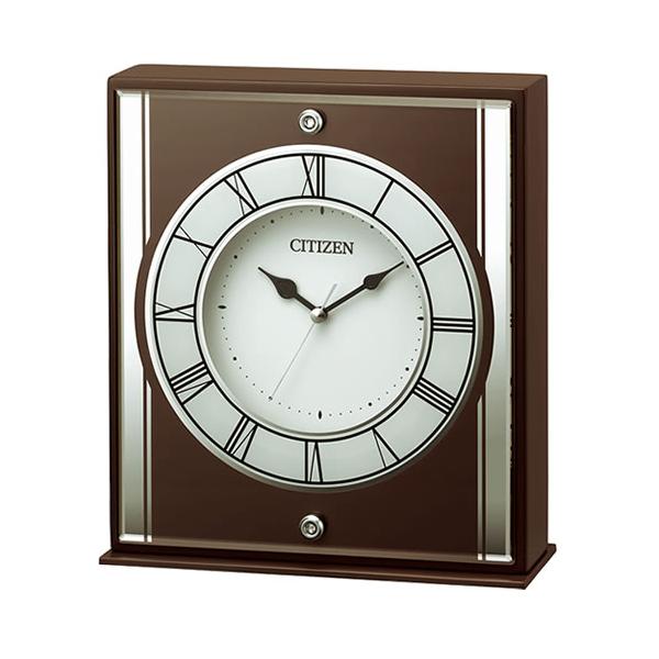8RG622-006 リズム CITIZEN アナログ 置き時計（茶色半艶仕上） : 家電