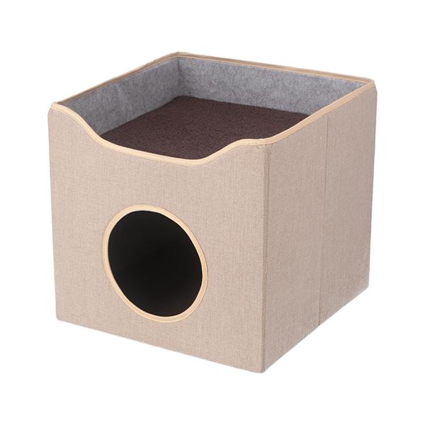 折りたたみ可能　ハウス内でもルーフベッドでもゆったりくつろげるペットハウスカラー：ベージュ商品サイズ(mm)　全体：幅400 × 奥行400 × 高さ375　耐荷重(全体)：8kg　開口部：W180xH180mm商品重量(kg)：2梱包サイ...