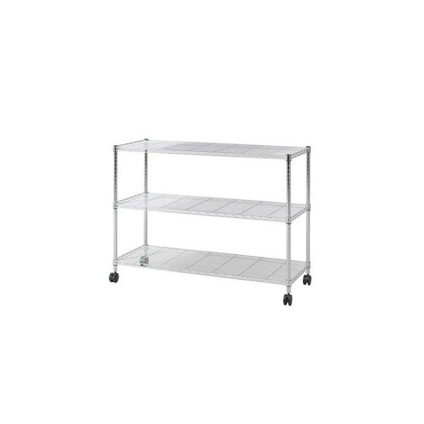 テレビやAV機器の収納に最適なメタルTVラック。キャスター付で簡単に移動ができます。お客様による組み立てが必要な商品です。サイズ（幅×奥行×高さ）：約75×35×58cm　※キャスター含む3段スチール （クロムメッキ）販売元：不二貿易メーカ...