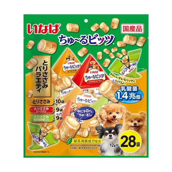 他サイト： P-4901133421181 いなばペットフード いなば ちゅ〜るビッツ とりささみバラエティ 12g×28袋の商品画像