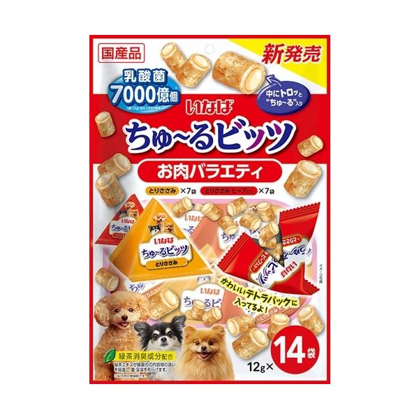他サイト： P-4901133682445 いなばペットフード  ちゅ−るビッツお肉バラエティ１２ｇ１４袋の商品画像