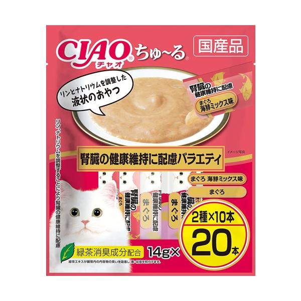他サイト： P-4901133993695 いなばペットフード CIAO ちゅ〜る 腎臓の健康維持に配慮バラエティ 14g×20本の商品画像