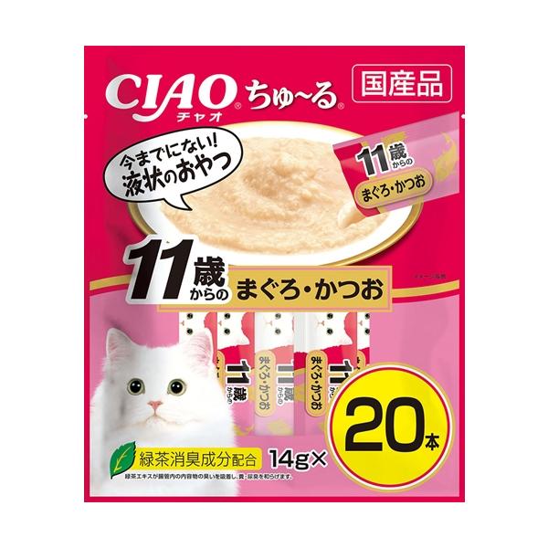 他サイト： P-4901133993701 いなばペットフード CIAO ちゅ〜る 11歳からのまぐろ・かつお 14g×20本の商品画像
