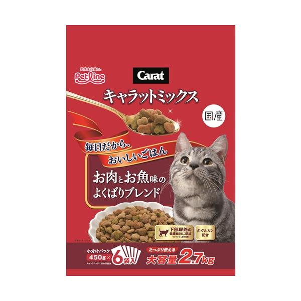 他サイト： P-4902418004181 ペットライン キャラットミックス お肉とお魚味のよくばりブレンド 2.7kgの商品画像
