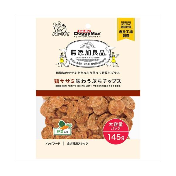 他サイト： P-4976555826302 ドギーマン 無添加良品 鶏ササミ味わうぷちチップス 野菜入り 145gの商品画像