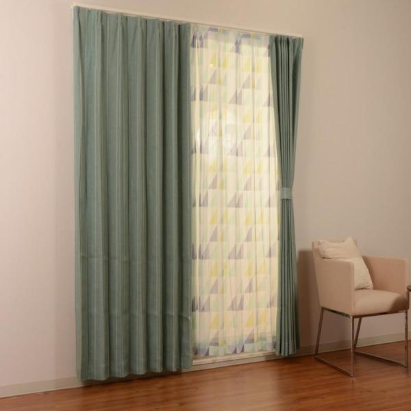 遮光厚地 レースカーテンセット ルーフ Bl 新作 大人気 4枚入 W100 H178