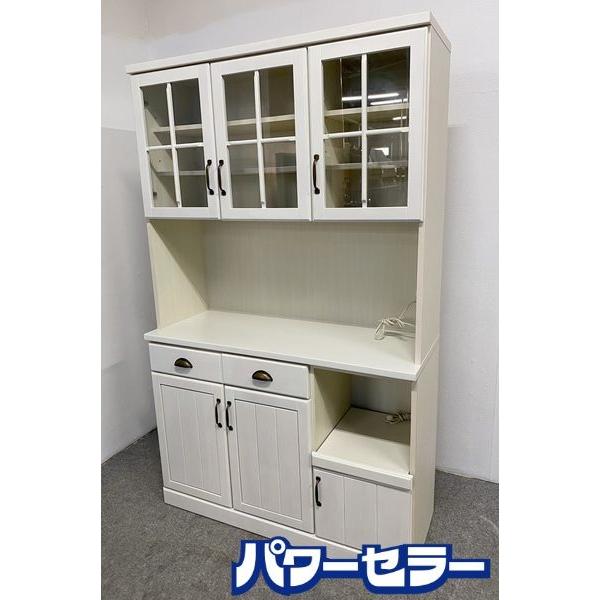 ミランダ120ニトリ ホワイト食器棚 ガラス扉付き 471427001.jpg