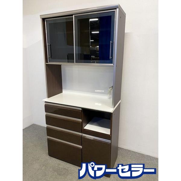 シギヤマ家具 キッチンボード 幅100 ソフトクローズ ブラウン 木目