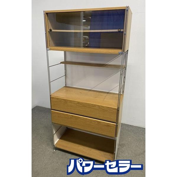無印良品 ステンレスユニットシェルフ オーク材 幅85 ボックス ガラス