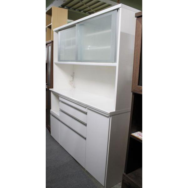 松田家具 キッチンボード ライズ1600 ホワイト 幅160 ハイグロス メラミンカウンター 中古家具 店頭引取歓迎 R7139) 松田家具 キッチンボード ライズ1600 ホワイト 幅160 ハイグロス