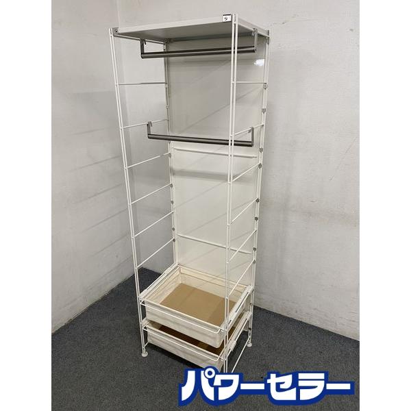 MUJI/無印良品 スチールユニットシェルフ 幅55 帆布×2 バックパネル×3 