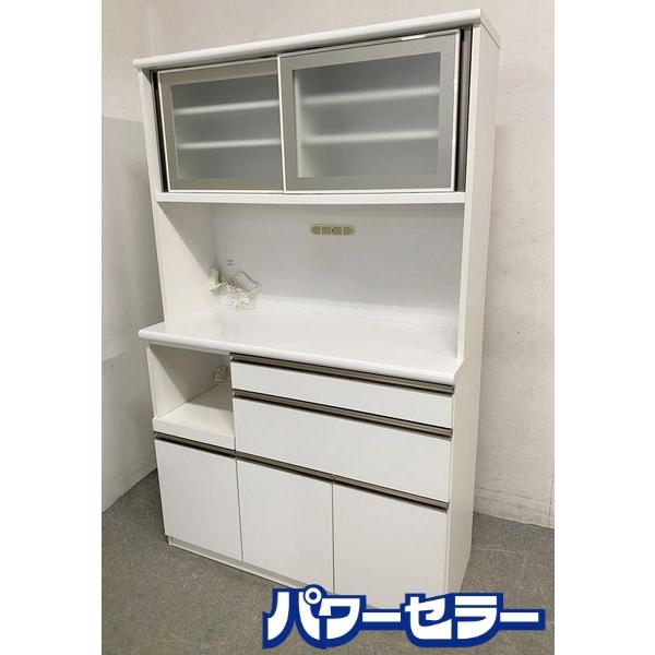 食器棚 白　モイス機能付き　大川家具 クラフトコガ 大川家具 キッチンボード エミリオ 幅120 ソフト