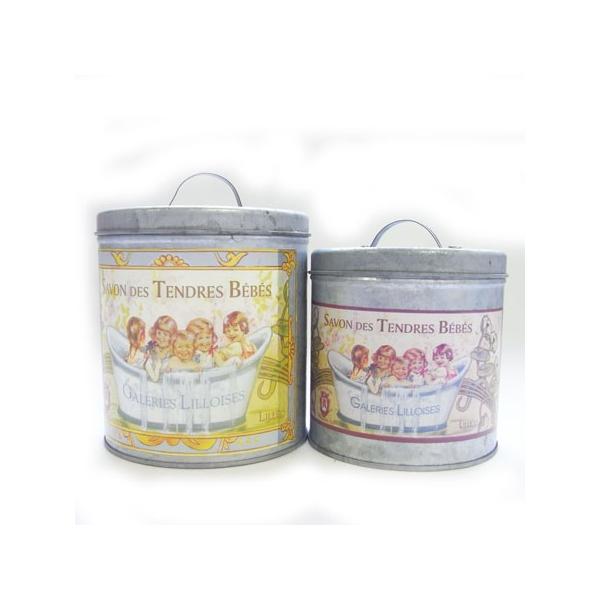 ブロカント ブリキ缶キャニスター2個セット限定古道具[GRAN]小物入れ