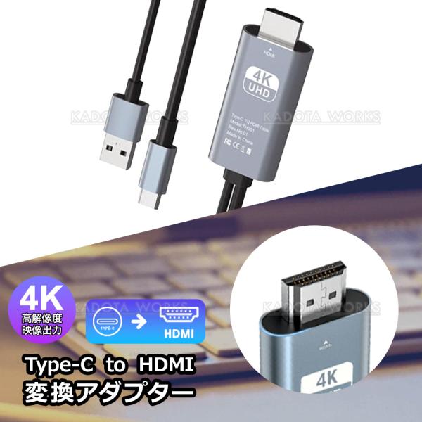 USB C HDMIケーブル 充電しながら投影 4K 60Hz USBType-C HDMI変換