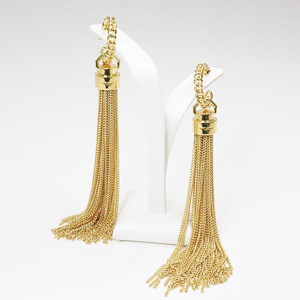 サンローラン SAINT LAURENT タッセル ピアス メタル ゴールドトーン