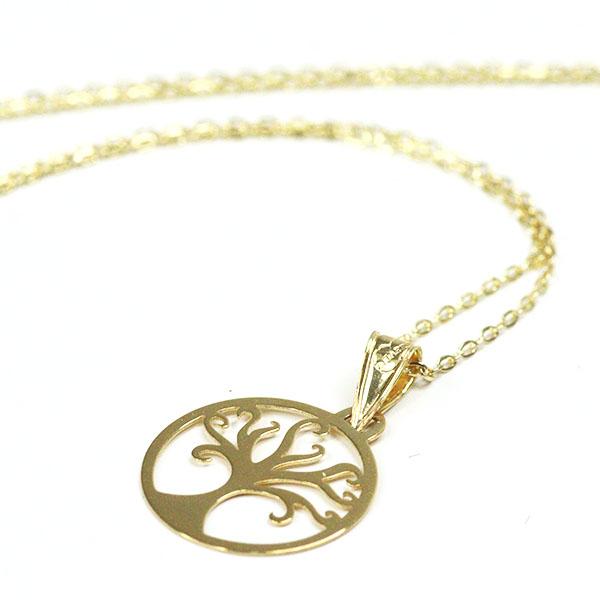 ウノアエレ UNOAERRE K18YG ツリーモチーフ ネックレス 750YG 42.5cm  