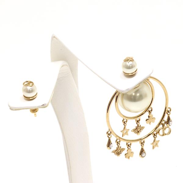 ディオール Dior レジンパール ピアス ゴールドトーンメタル ロゴ 星  