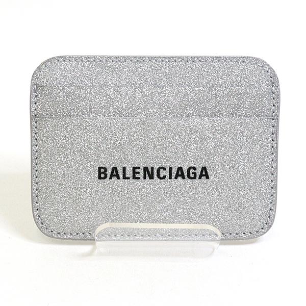 バレンシアガ BALENCIAGA カードケース 593812 メタリック シルバー ロゴ カードホルダー【中古】Sランク BALENCIAGA（バレンシアガ） カードケース 593812 メタリック シルバー