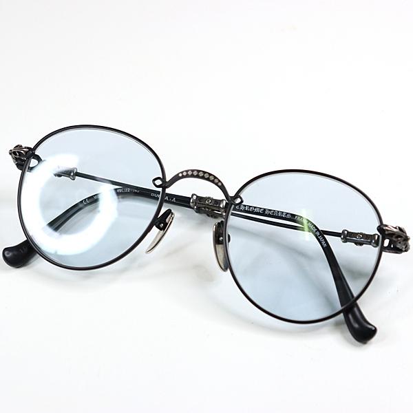クロムハーツ サングラス BUBBA-A マットブラック ライトブルー フローラルクロス ボストン 眼鏡 アイウェア【中古】 CHROME HEARTS（クロムハーツ） サングラス BUBBA-A マットブラック