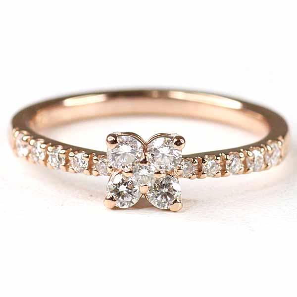 【 4℃ 】 ヨンドシー K18 WB リング フラワー 指輪 16mm 4℃（ヨンドシー） K18イエローゴールド リング ダイヤモンド フラワー