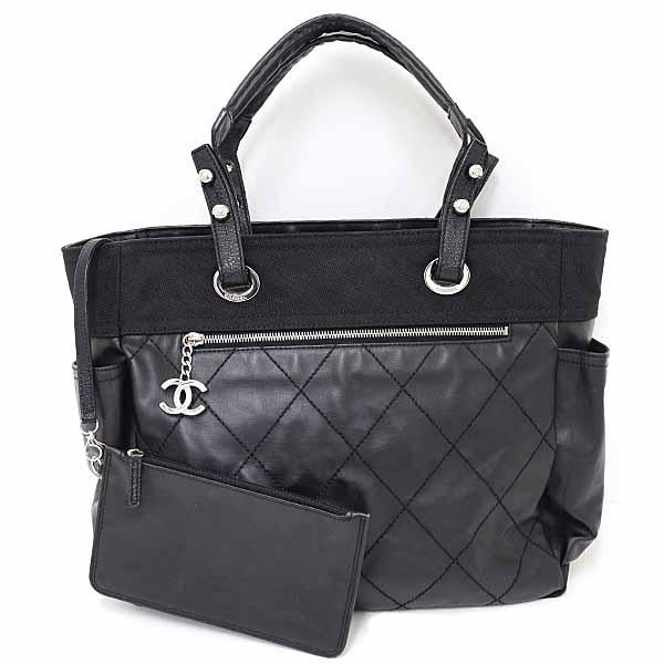 シャネル CHANEL パリビアリッツGM トートバッグ ショルダーバッグ ポーチ付き A34210 ブラック 黒 シルバー金具 【中古】Bランク CHANEL（シャネル） パリビアリッツGM トートバッグ ショルダーバッグ