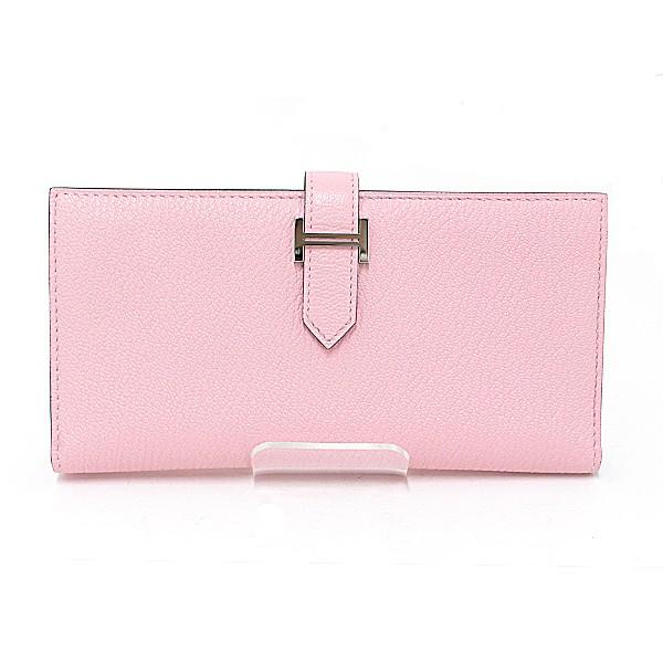 エルメス Hermes ベアン 二つ折り長財布 シェーブル ローズサクラ シルバー金具 D刻印 19年製 未使用品 Supersport Tn