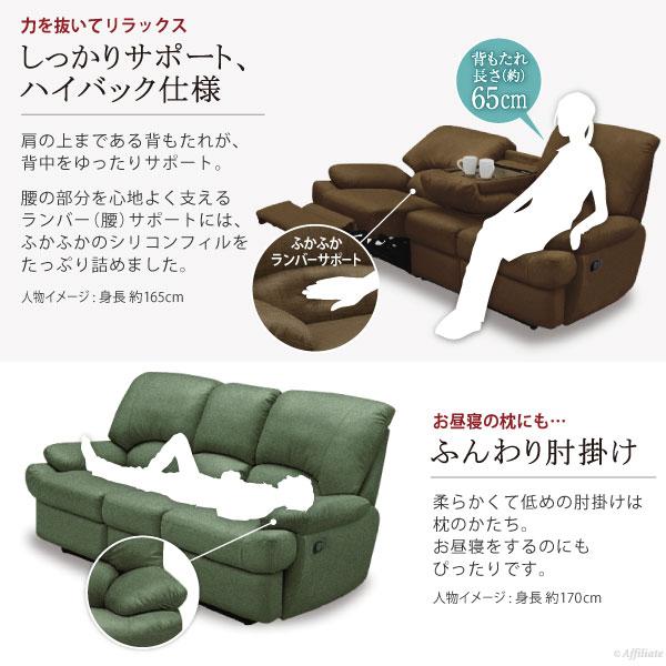 手動リクライニングソファ 布張 スイート Sweet ソファー ソファ ポケットコイル 応接ソファ リクライニングソファ リクライニング Y