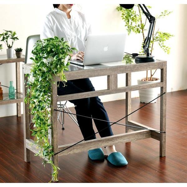 パソコンデスク 机 デスク Pcデスク おしゃれ 北欧 シンプル オフィス パソコンラック 約 幅90 ガラス 古材風 古木 奥行45 シャビー 足置き 木製 Pc リビング Kag 家具 インテリア通販アットカグ 通販 Yahoo ショッピング