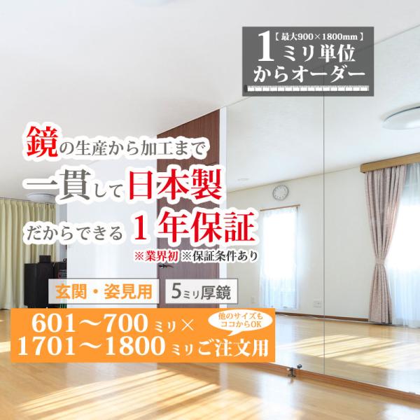 全身鏡 姿見 壁掛け 大きいサイズ オーダーミラー 日本製 ガラス 601-700 mm × 1701-1800 mm ご注文用 大阪 鏡販売 1年保証